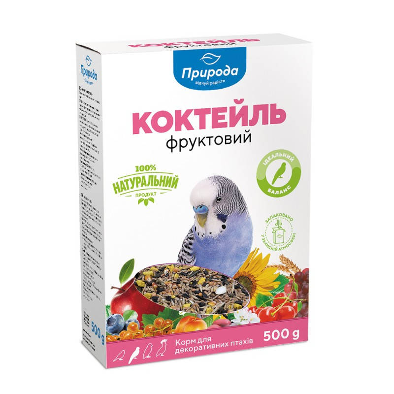 

Полноценный корм для волнистых попугаев Природа Коктейль "Фруктовый" 500 г