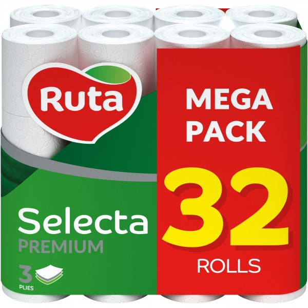 

Туалетная бумага Ruta Selecta 3 шара белая,32 рулона