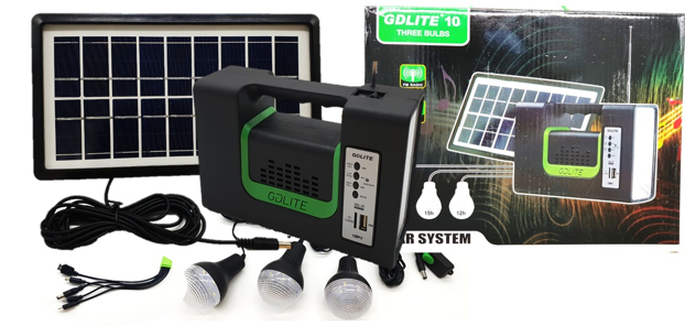 

Портативная солнечная станция GDLite GD-10 для кемпинга с 3-мя фонарями с power bank solar