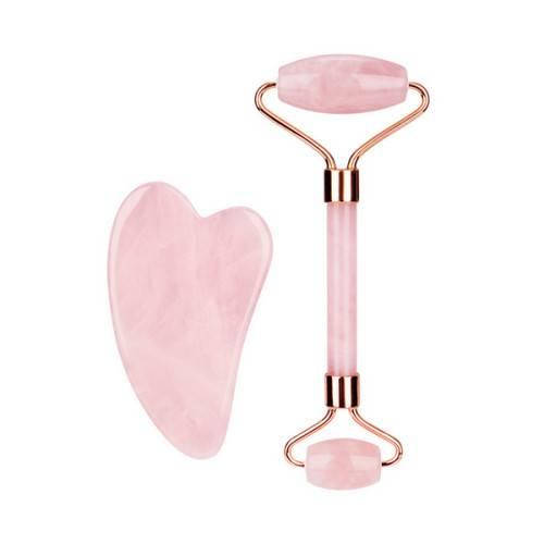 

Набор массажеров из натурального розового кварца роллер + скребок (более гладкий, чем нефритовый массажер)