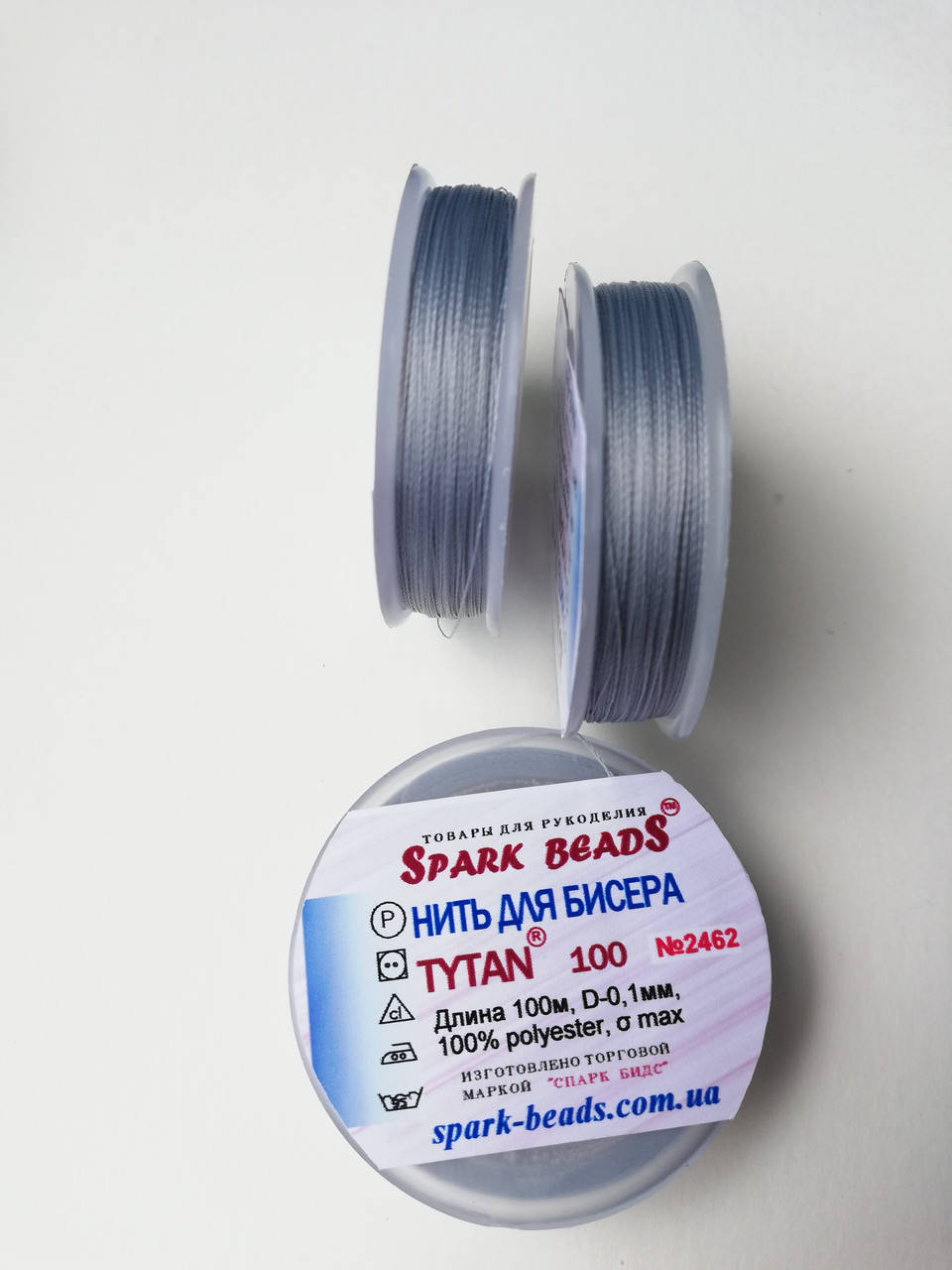 

Нитки ТYTAN 100 №2462 Сірий колір, Белый