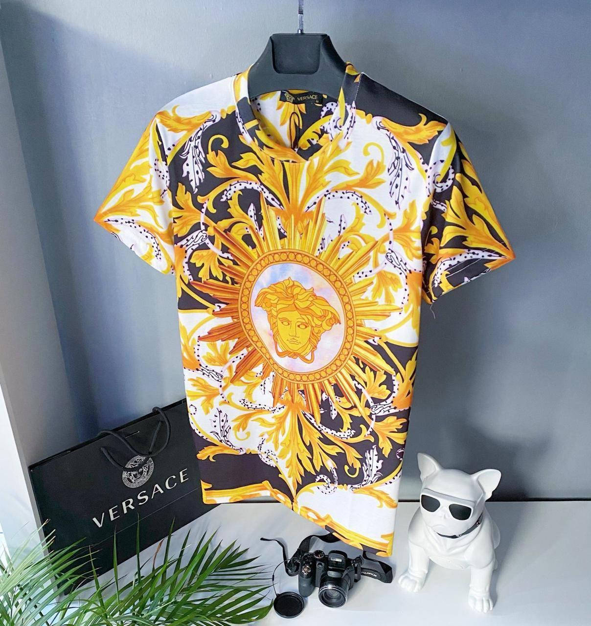 

Мужская стильная брендовая футболка (белая) Versace / Cotton , polyester