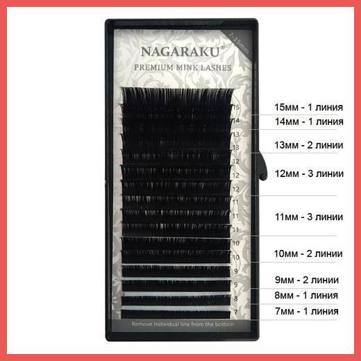 

Ресницы для наращивания черные Nagaraku D 0.15 Mix 7-15 mm