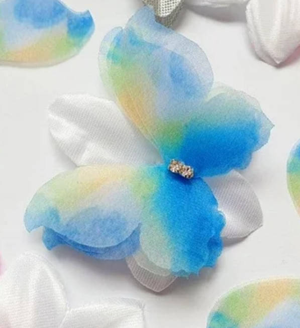 

Бабочка из шифона, двухслойные шифоновые бабочки 45х36мм, Голубой