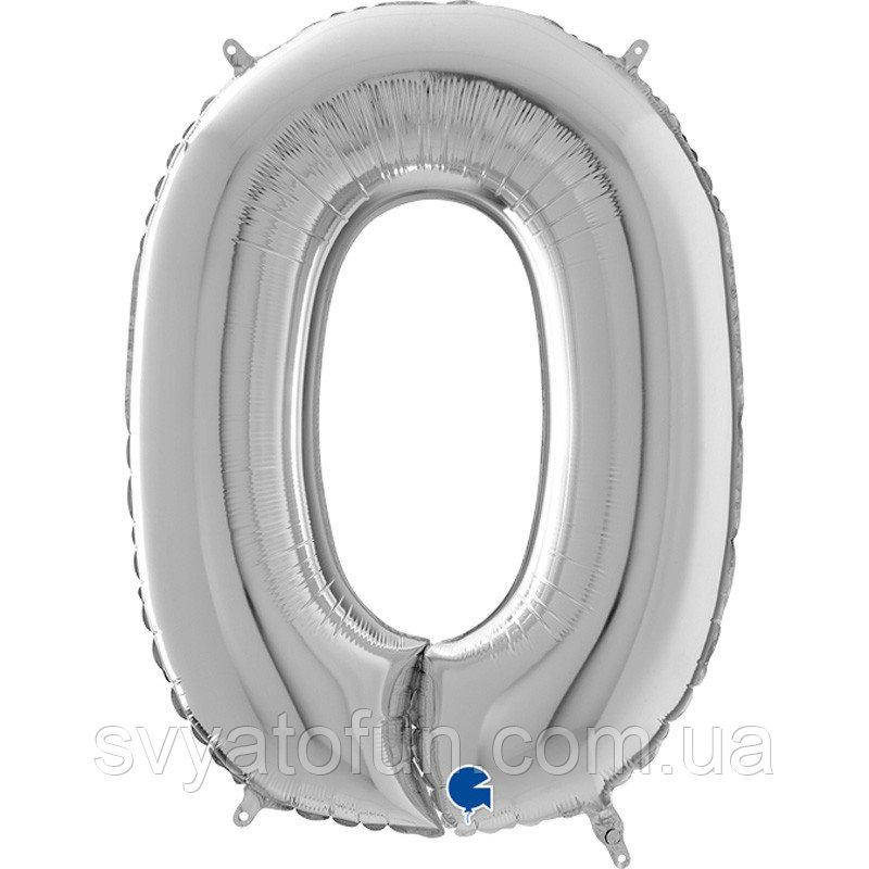 

Фольгированный шар-цифра 0 серебро 26" Grabo, Серебристый