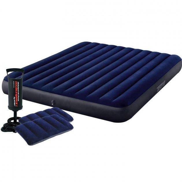 

Двуспальный надувной матрас с насосом и подушками Intex 64755-5 Интекс 183 x 203 x 25 см