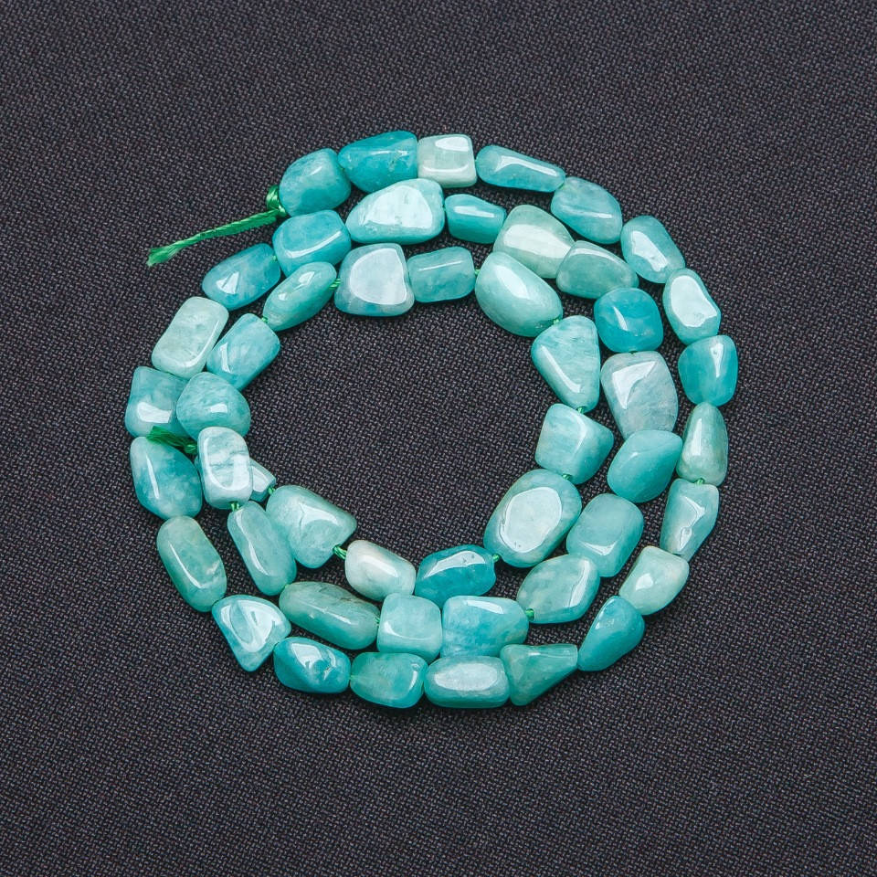 

Бусины из натурального камня Амазонит галтовка d-8х6мм+- L-42см