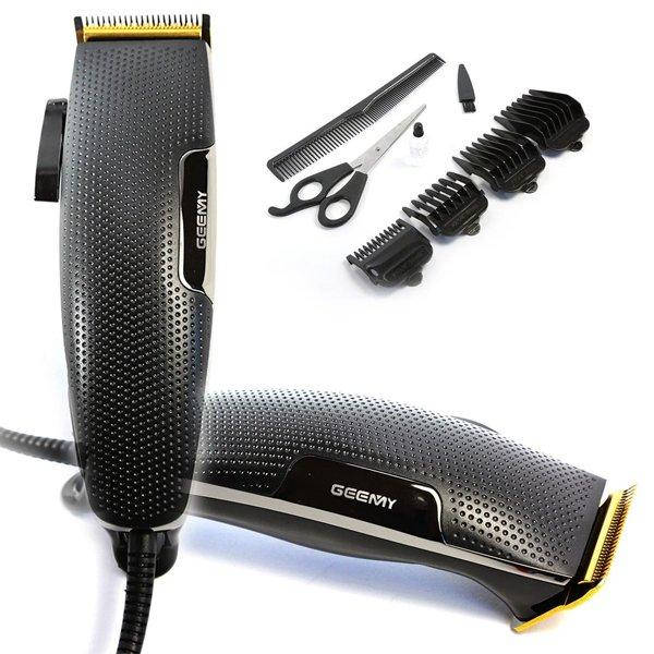

Машинка для стрижки волос Geemy проводная триммер с насадками 16,7см Чёрная GM-806