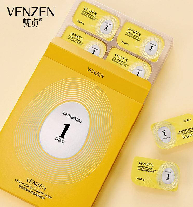 

Ночная маска Venzen Egg Collagen Peptides с экстрактом яичного желтка 5г/8ш