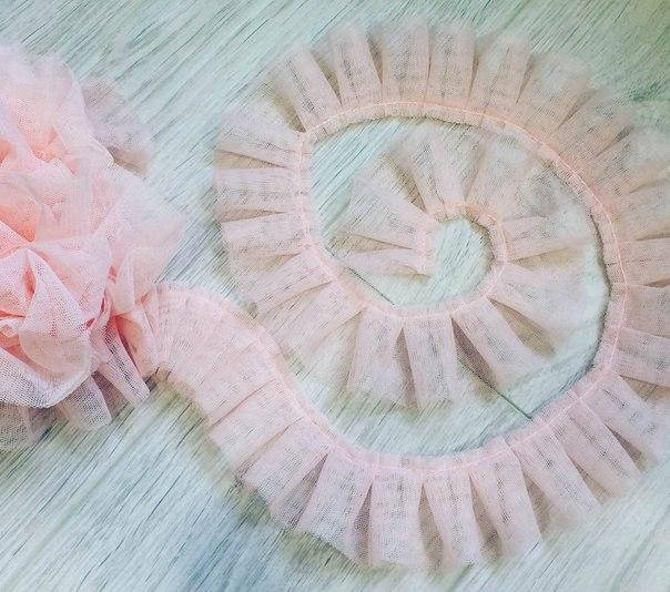 

Лента с рюшами, цвет нежно-розовый, отрез 45 см