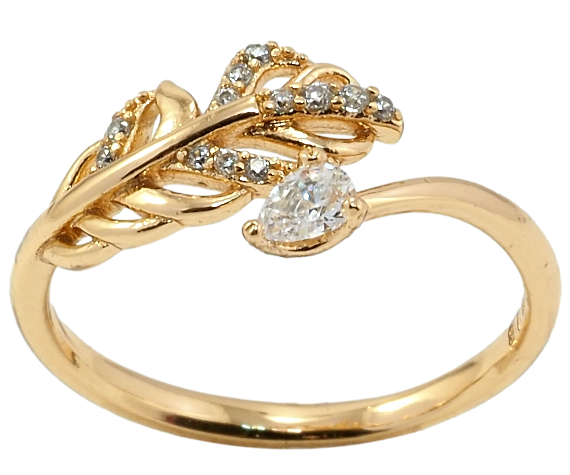 

Кольцо Xuping Позолота 18K "Перо с фианитом" р.18,18.5,19.5