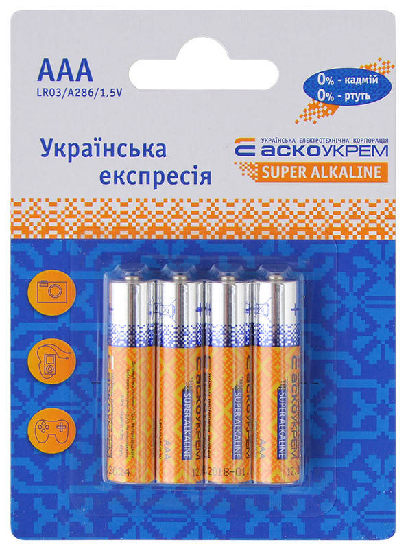 

Батарейки АСКО луженые LR03, AАA (Блистер 4шт.)