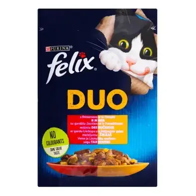 

Felix fantastic ДУО Корм для котів яловичина та птиця, 85 г