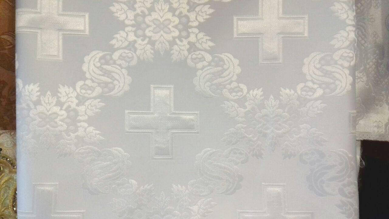 

Тканина церковна Царський хрест біла ш/с Ткань церковная, Белый