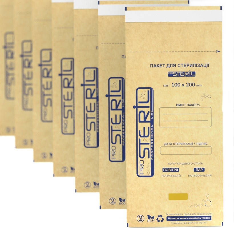 

Пакеты для стерилизации ProSteril, 100*200, Бурый Крафт (100шт/уп)