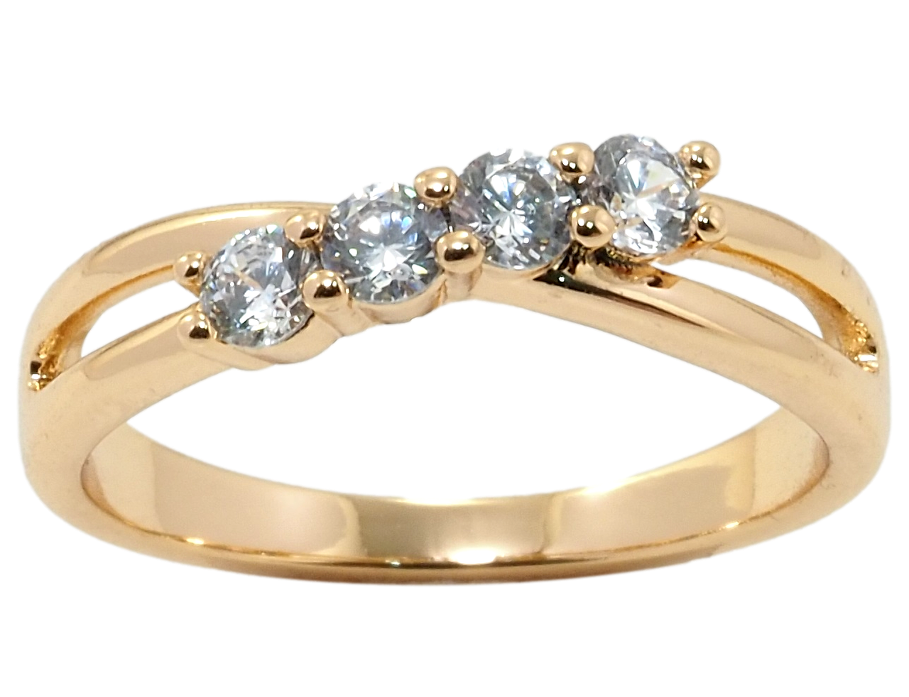 

Кольцо Xuping Позолота 18K "Четыре фианита" р.19