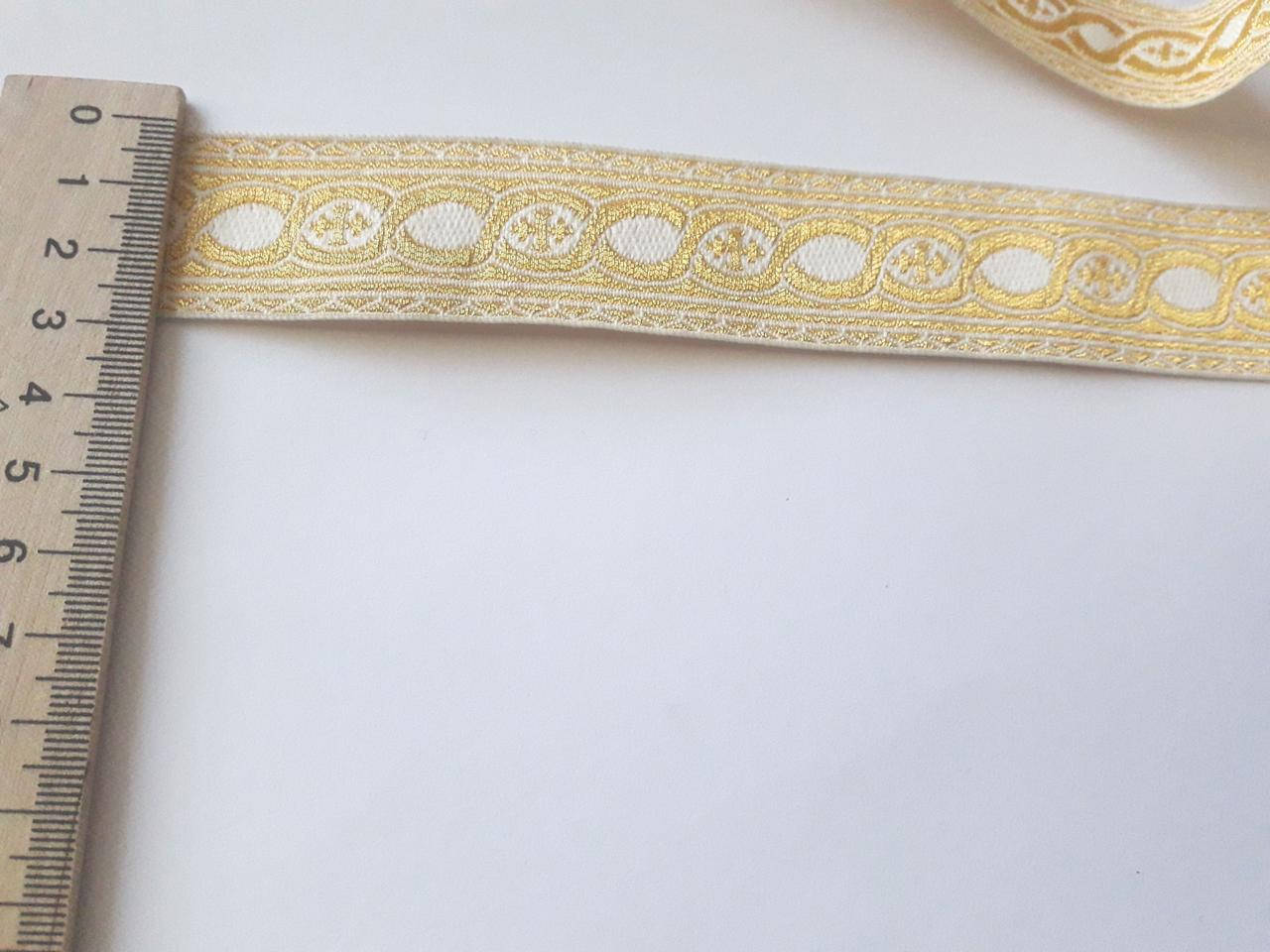 

Тесьма церковная Тасьма галун церковна з люрексом 3 см біла з золотом, Золотистый