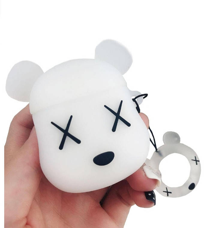 

Чехол кейс для наушников Apple AirPods 1/2 Мишка Bear Brick белый