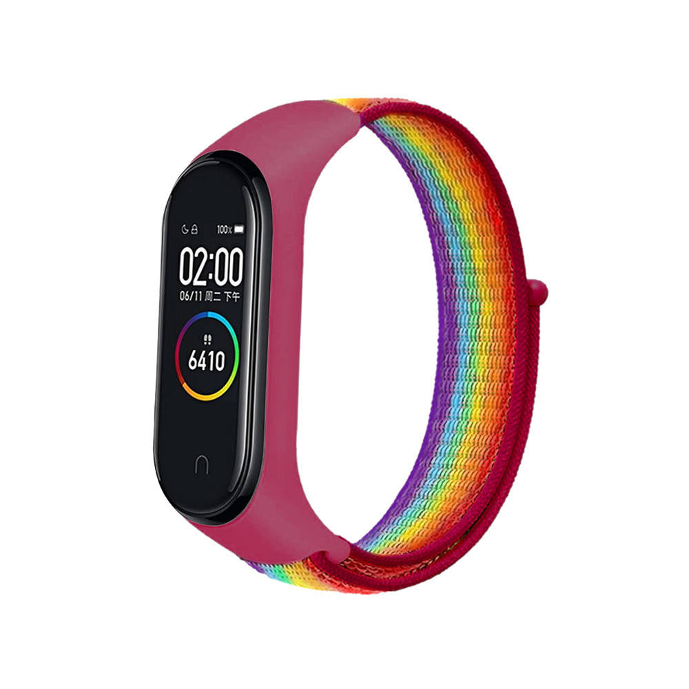 

Ремешок к браслету Mi Band 3/4/5/6 нейлоновый Mi band 3/4, красная радуга