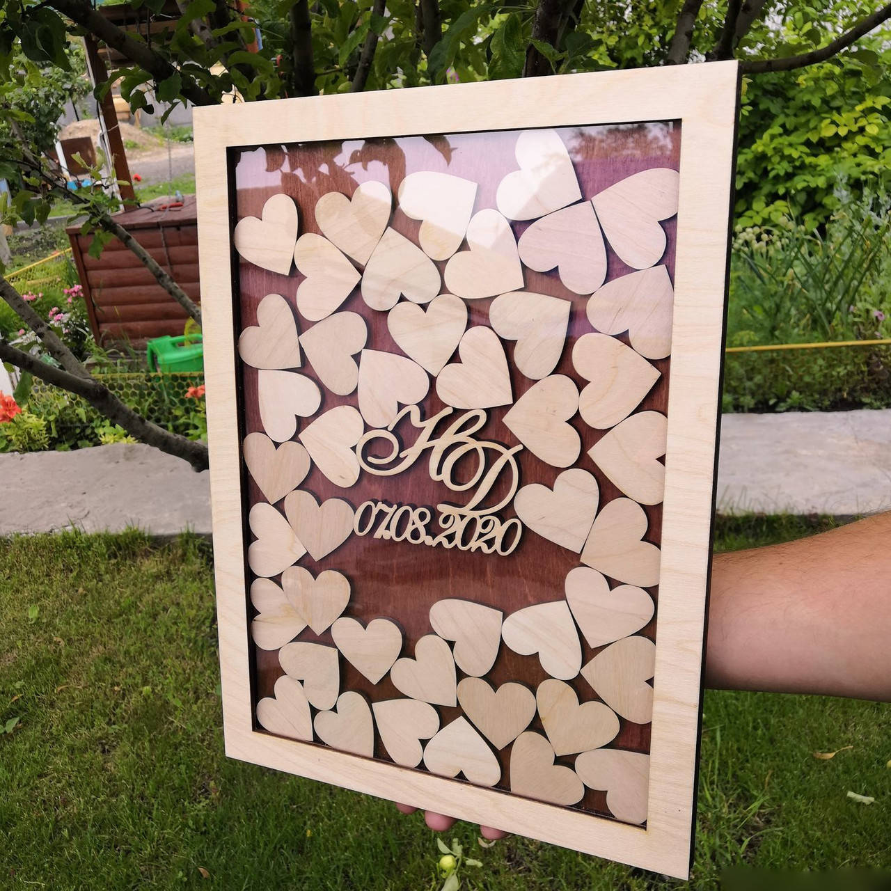 

Рамочка пожеланий с сердечками 30х20см