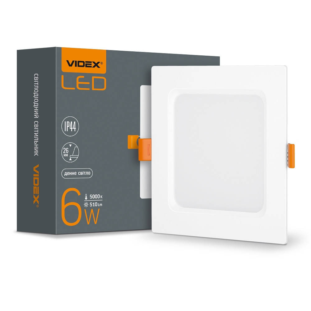 

LED светильник Back встраиваемый квадрат VIDEX 6W 5000K, Белый