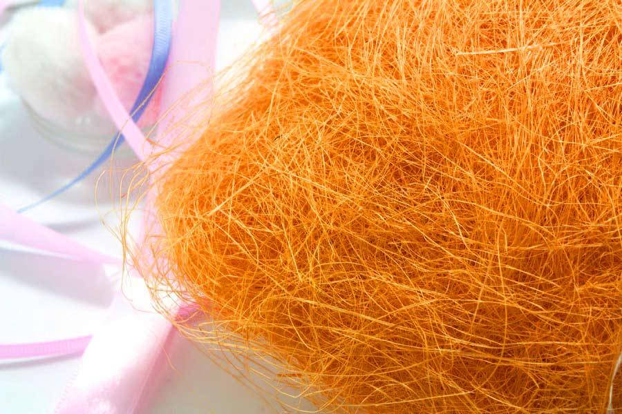 

Сизаль натуральная (волокна сизаля) 100грамм Цвет - ОРАНЖЕВЫЙ