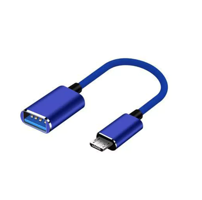 

OTG переходник плетенный Micro USB to USB-AF Синий