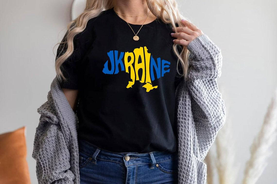 

Мужская и женская Патриотическая футболка с принтом Ukraine, Карта Украины