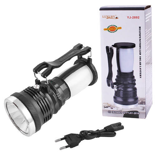 

Фонарь переносной Luxury 2892 T, 1W+28SMD, солнечная батарея, ЗУ 220V, встроенный аккумулятор, Черный