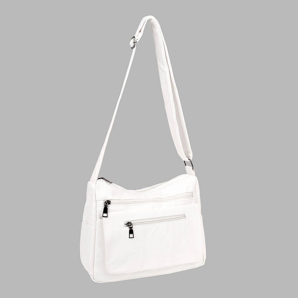 

Сумка женская Bagira 801 через плечо, 6 отделений на молнии, белая (fb), Белый