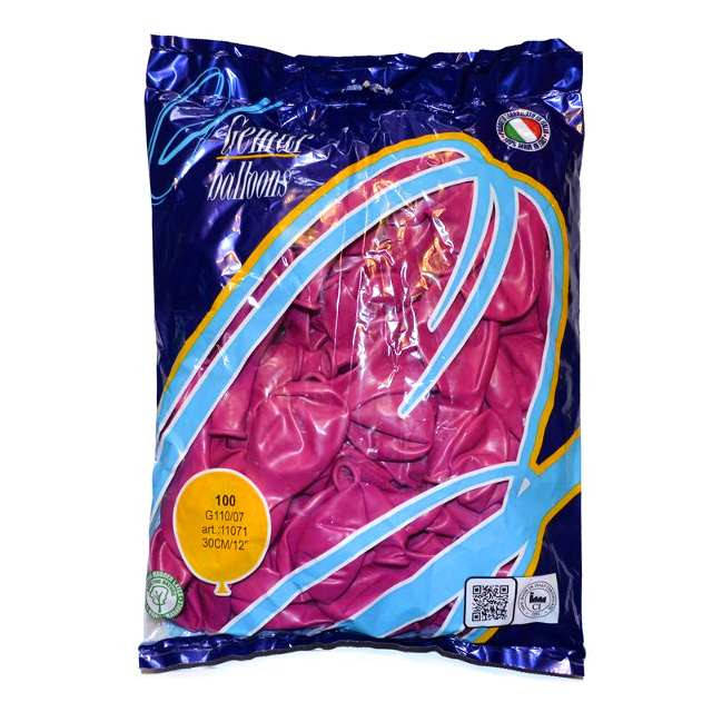 

Воздушные шары Gemar пастель 12"(30 см) фуксия 100 шт, Малиновый