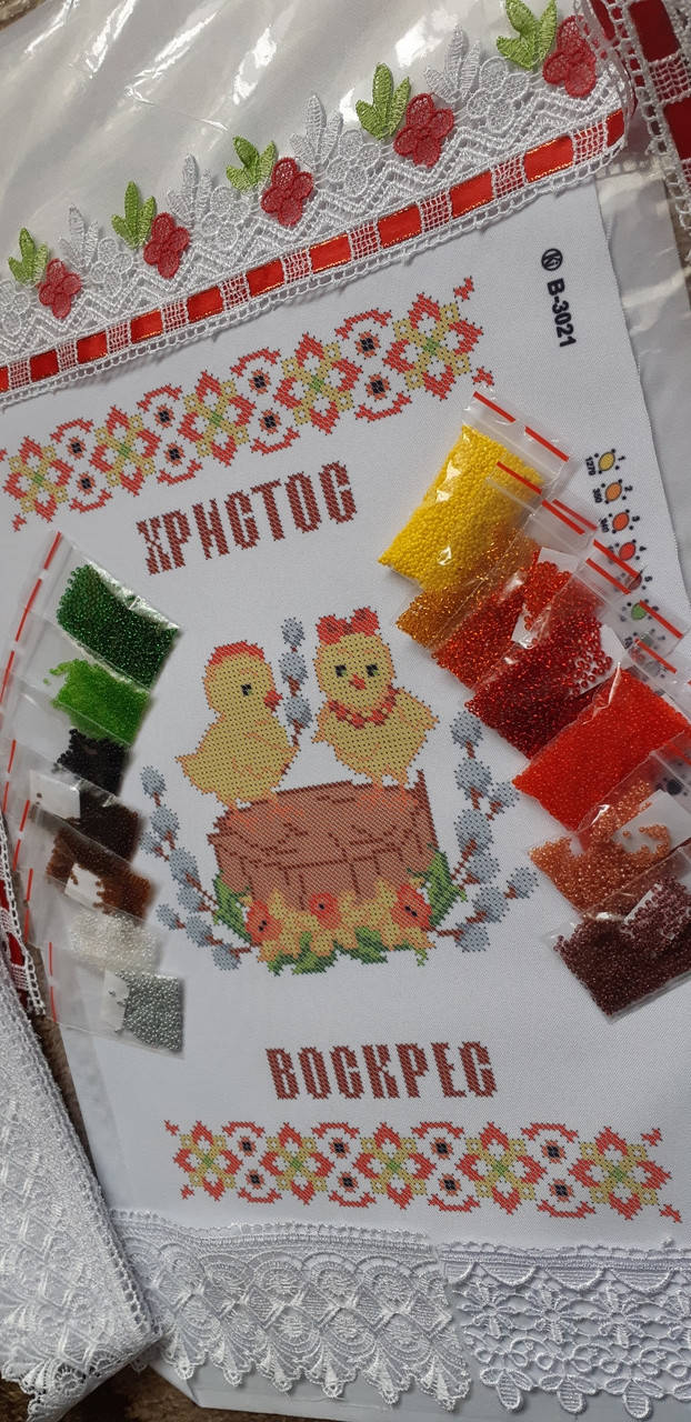 

40заг4 Пасхальний дитячий рушник заготовка вишивка бісером by Luda made