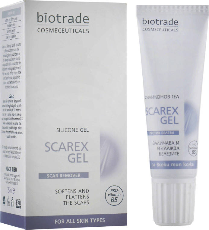 

Силіконовий гель проти шрамів та рубців з вітамінами B5 та Е Biotrade Scarex Gel