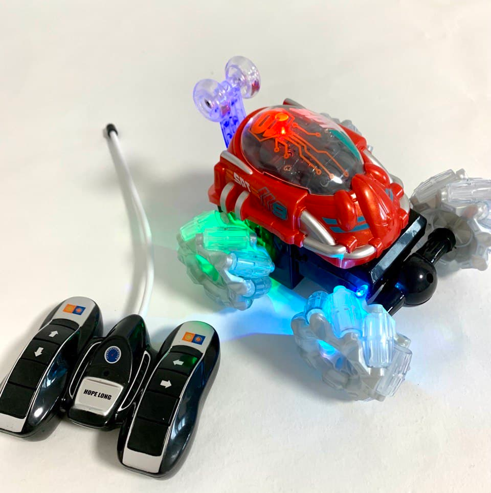 

Трюковая машинка перевертыш на радиоуправлении , 15 см, с подсветкой , синяя и красная