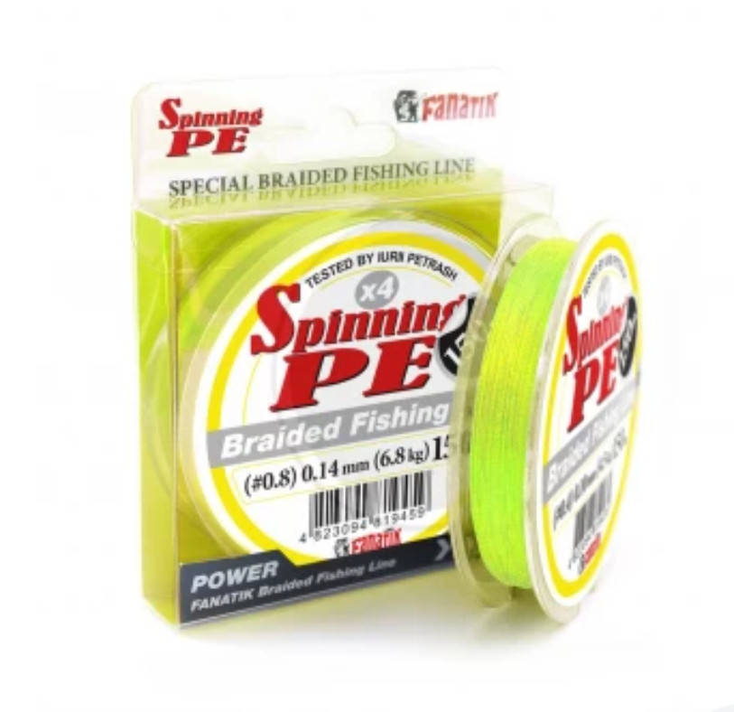 

Шнур FANATIK Spinning PE X4 150 m 0.10 mm 4.5 kg, Лимонный