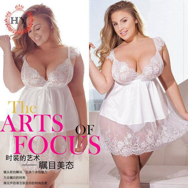 

Шикарный сексуальный пеньюар с кружевом трусики в комплекте большие размеры, Белый