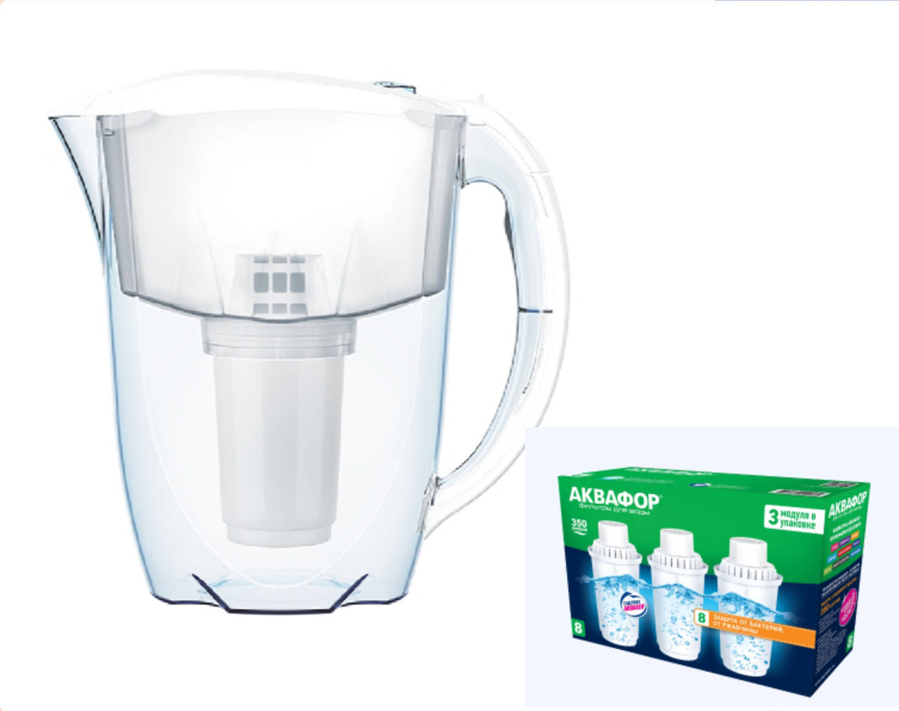 

Фильтр для воды Аквафор Арктик белый 2,8л, 4 картриджа в комплекте