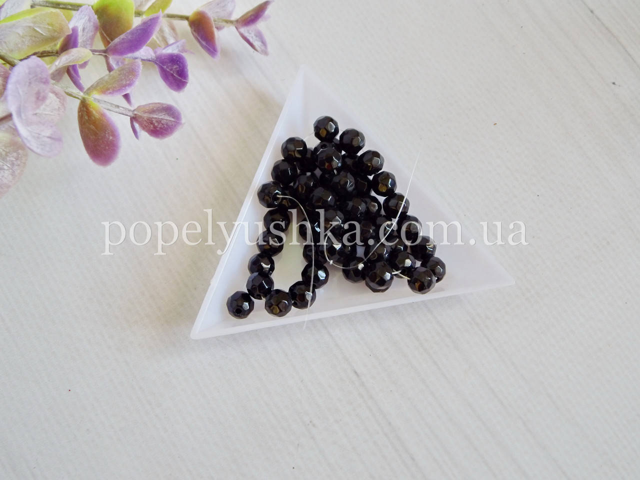 

Бусины 6 мм круглые граненые Черные (10 шт.)