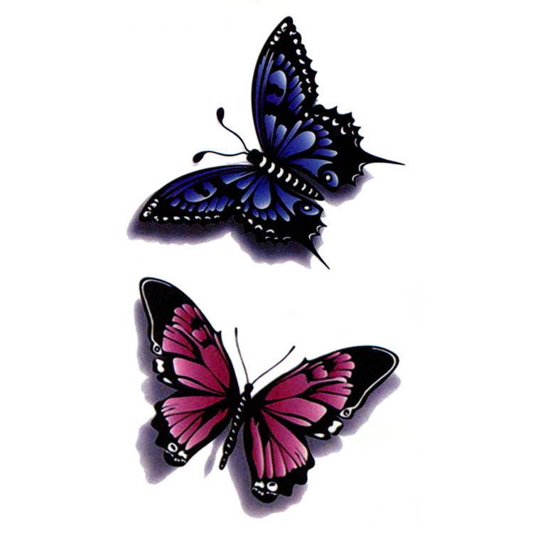 

Флеш тату Red and Blue Butterfly переводная-временная татуировка, водостойкая