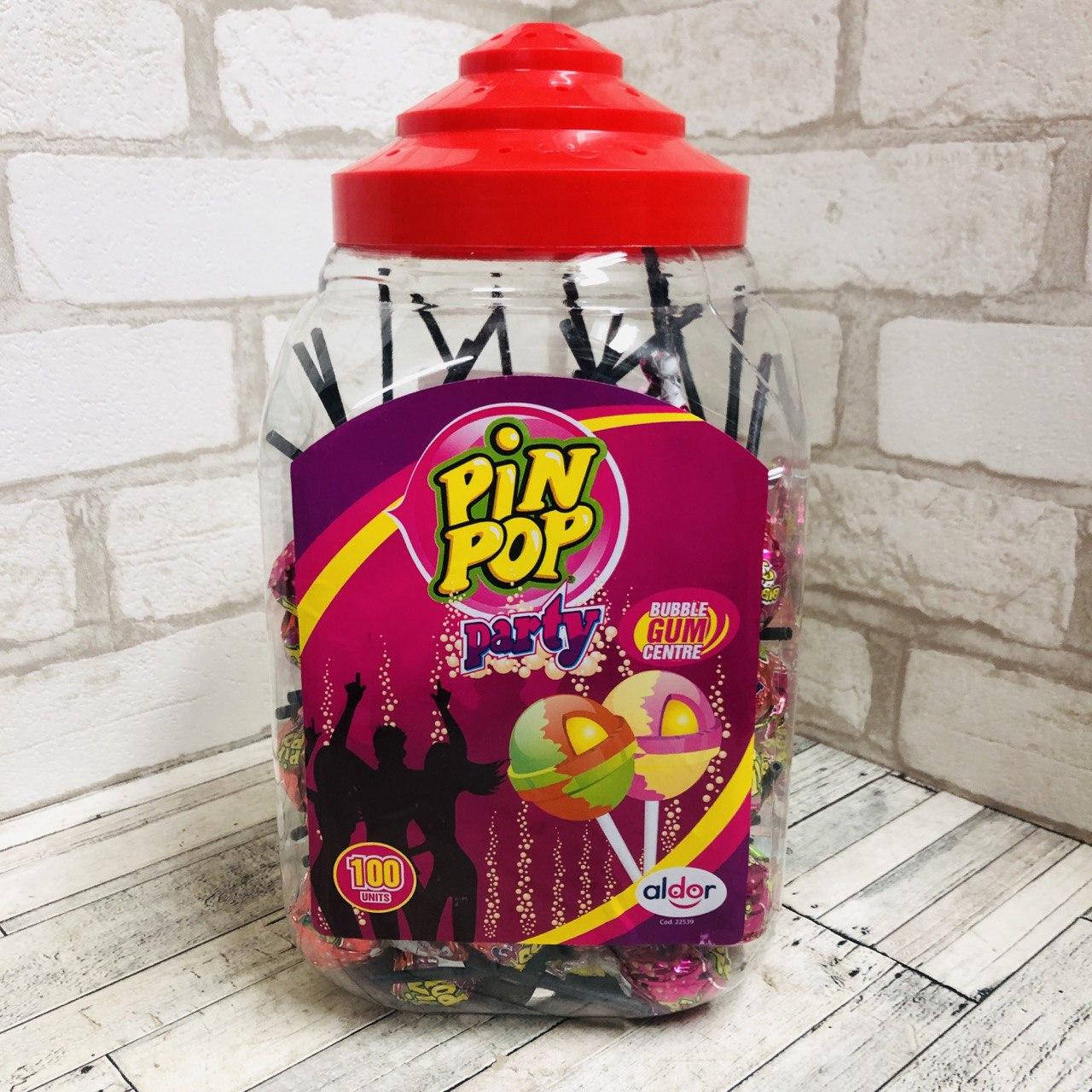 

Чупа Чупс (леденец на палочке) c жевательной резинкой Pin Pop Party 100 шт