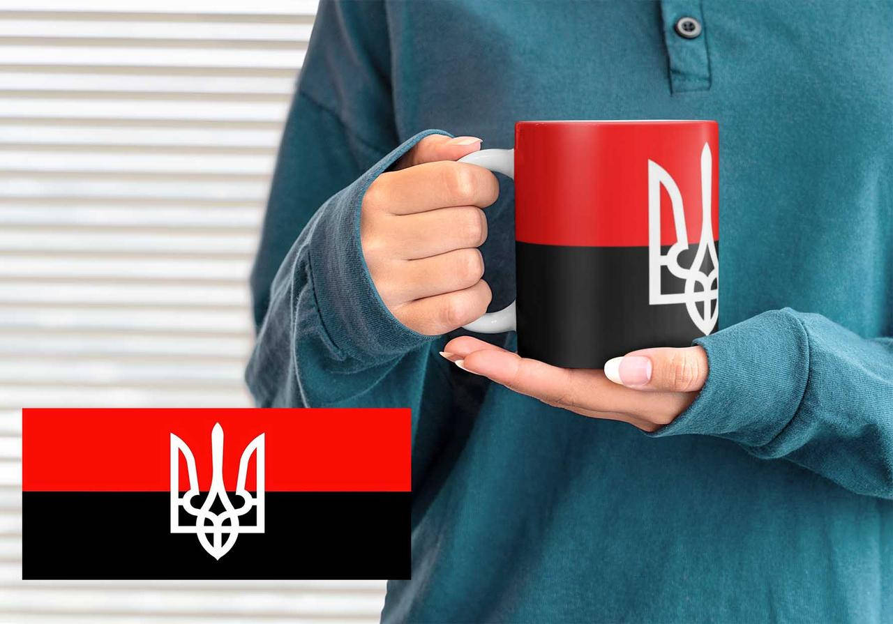 

Чашка патриотическая кружка С флагом УПА и гербом Украины, Белый