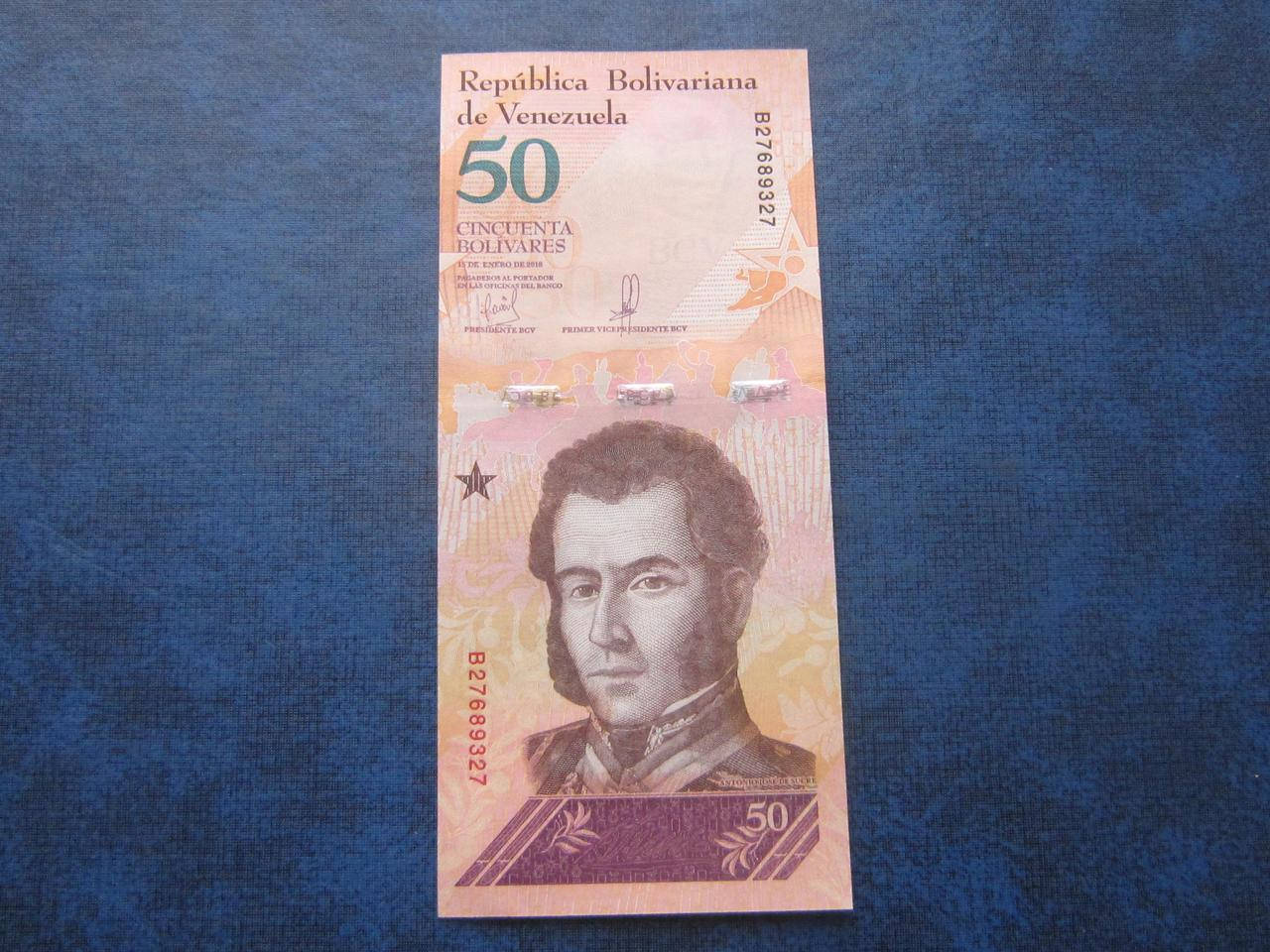 

Банкнота 50 боливаров Венесуэла 2018 фауна оцелот UNC пресс