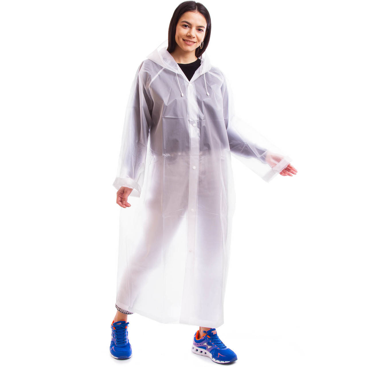 

Плащ-дождевик длинный для взрослых на кнопках многоразовый SP-Sport EVA Белый (С-1030)