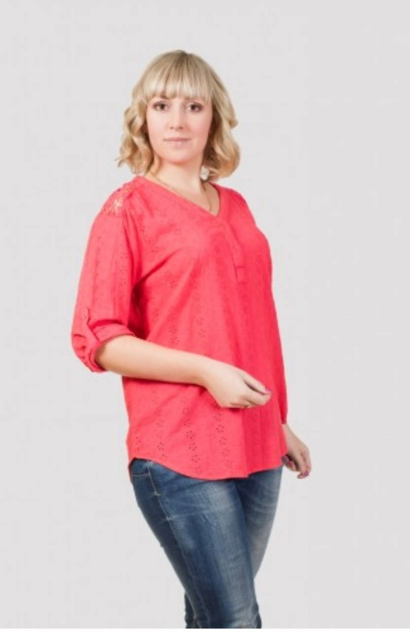 

Женская летняя блуза из натуральной ткани (L-5XL) Коралл