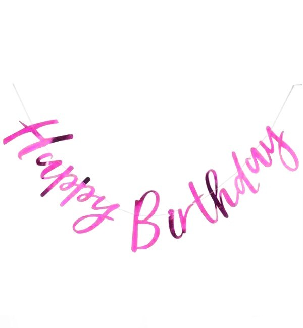 

Гирлянда бумажная Happy birthday прописью, фуксия