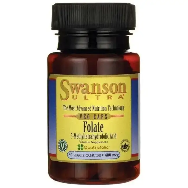 

Фолат, Ultra Folate, Swanson, 400 мкг, 30 вегетарианских капсул (SWV-02758)