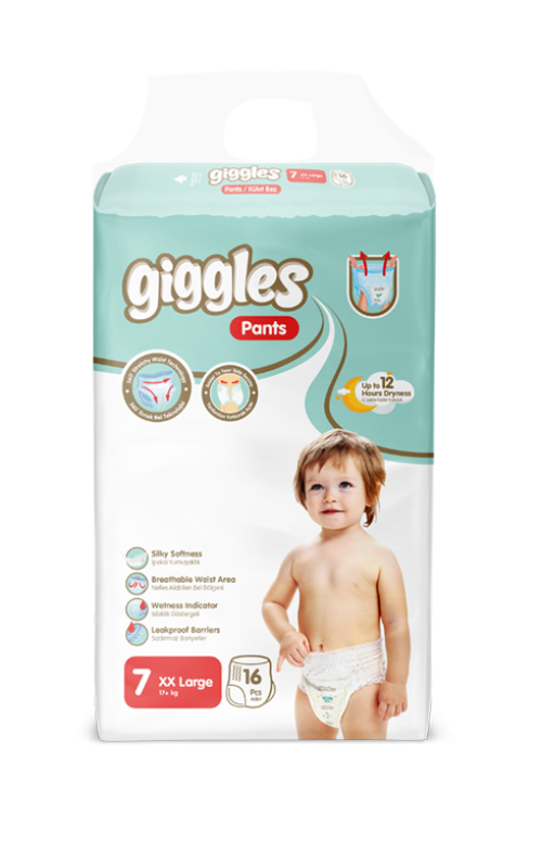 

Подгузники-трусики детские Giggles 7 XX Large 17+ кг 16 шт, Белый