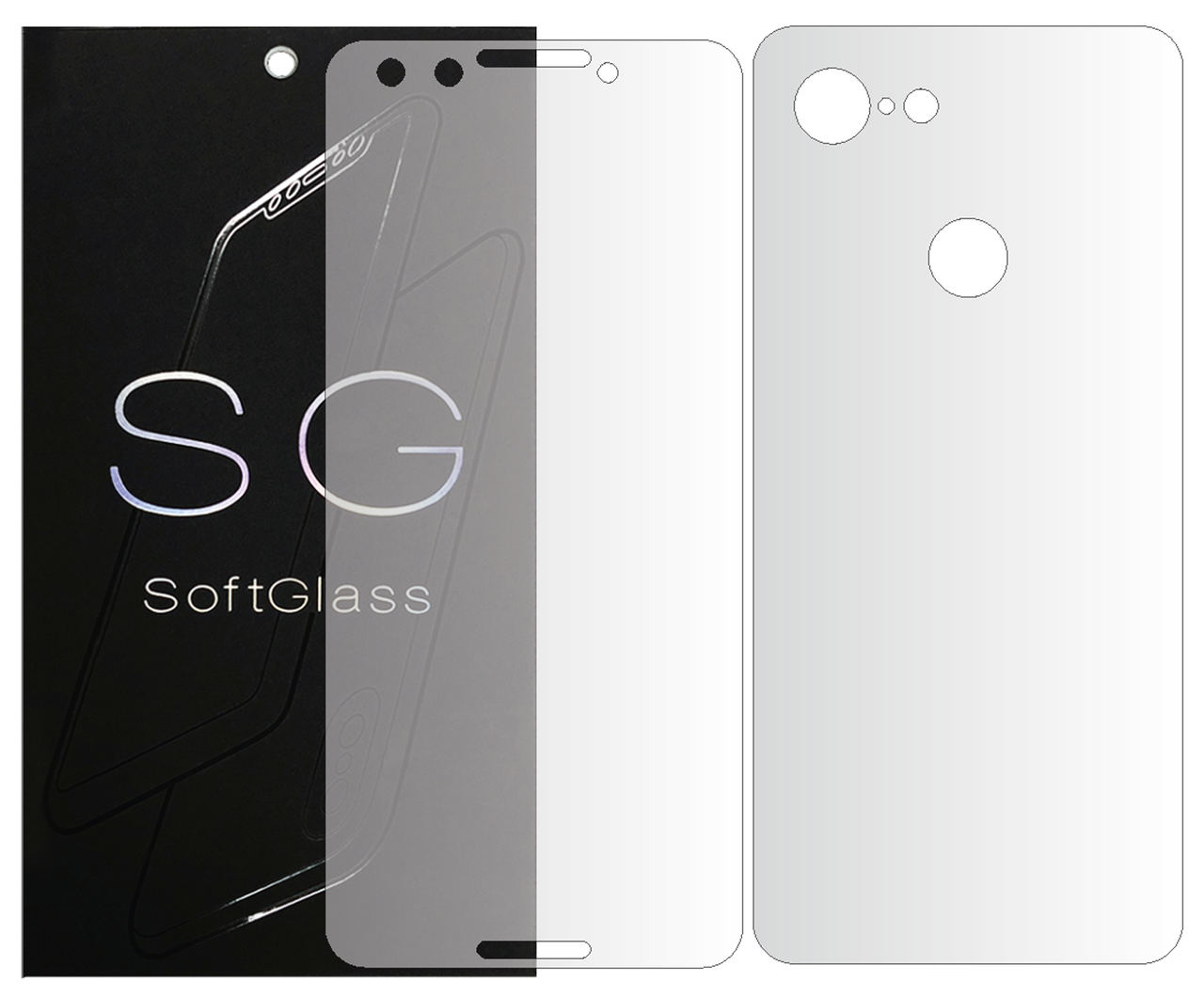 

Пленка Google Pixel 3 Комплект: для Передней и Задней панели полиуретановая SoftGlass, Прозрачный