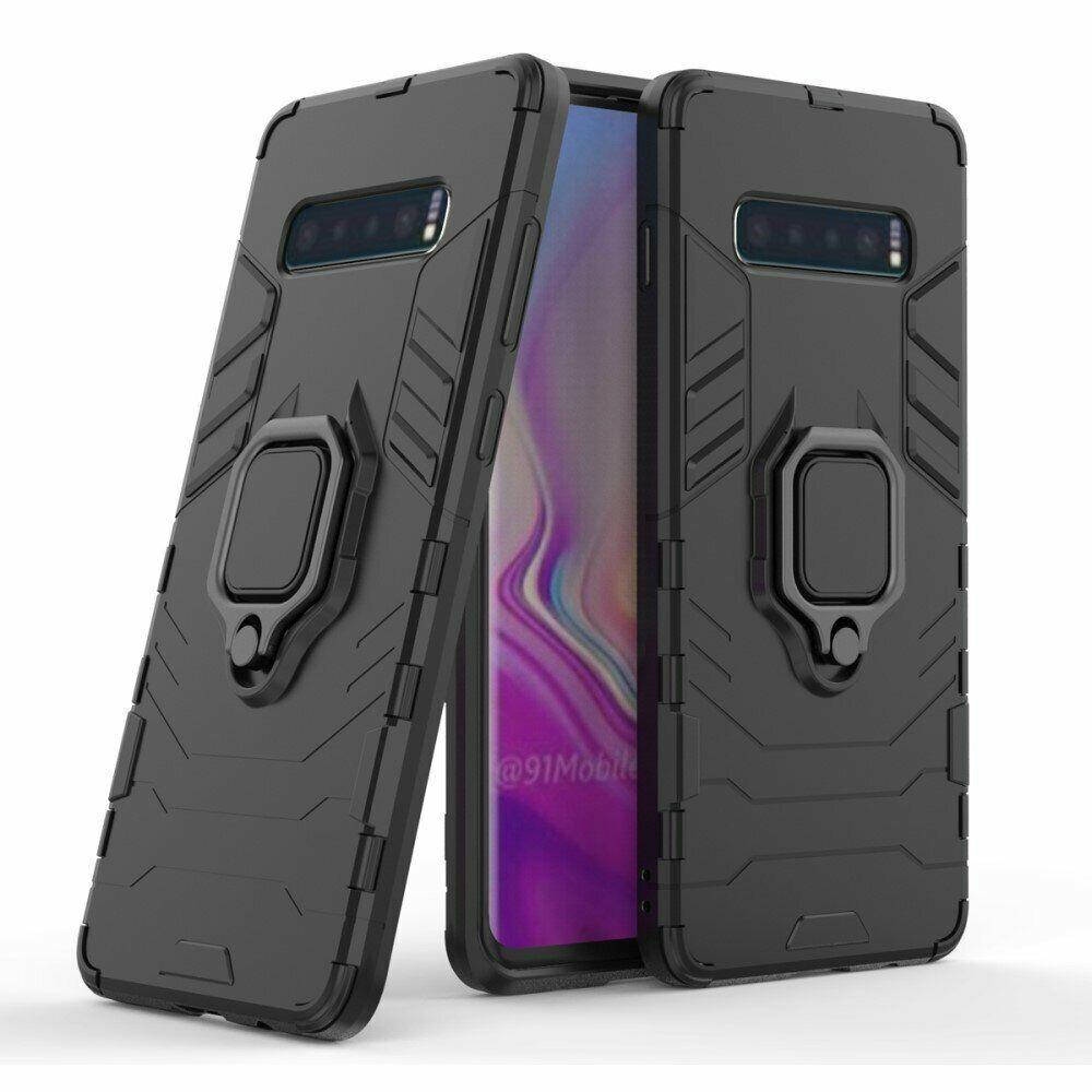 

Чехол Iron Ring для Samsung Galaxy S10 Plus / G975 бампер противоударный с подставкой Black