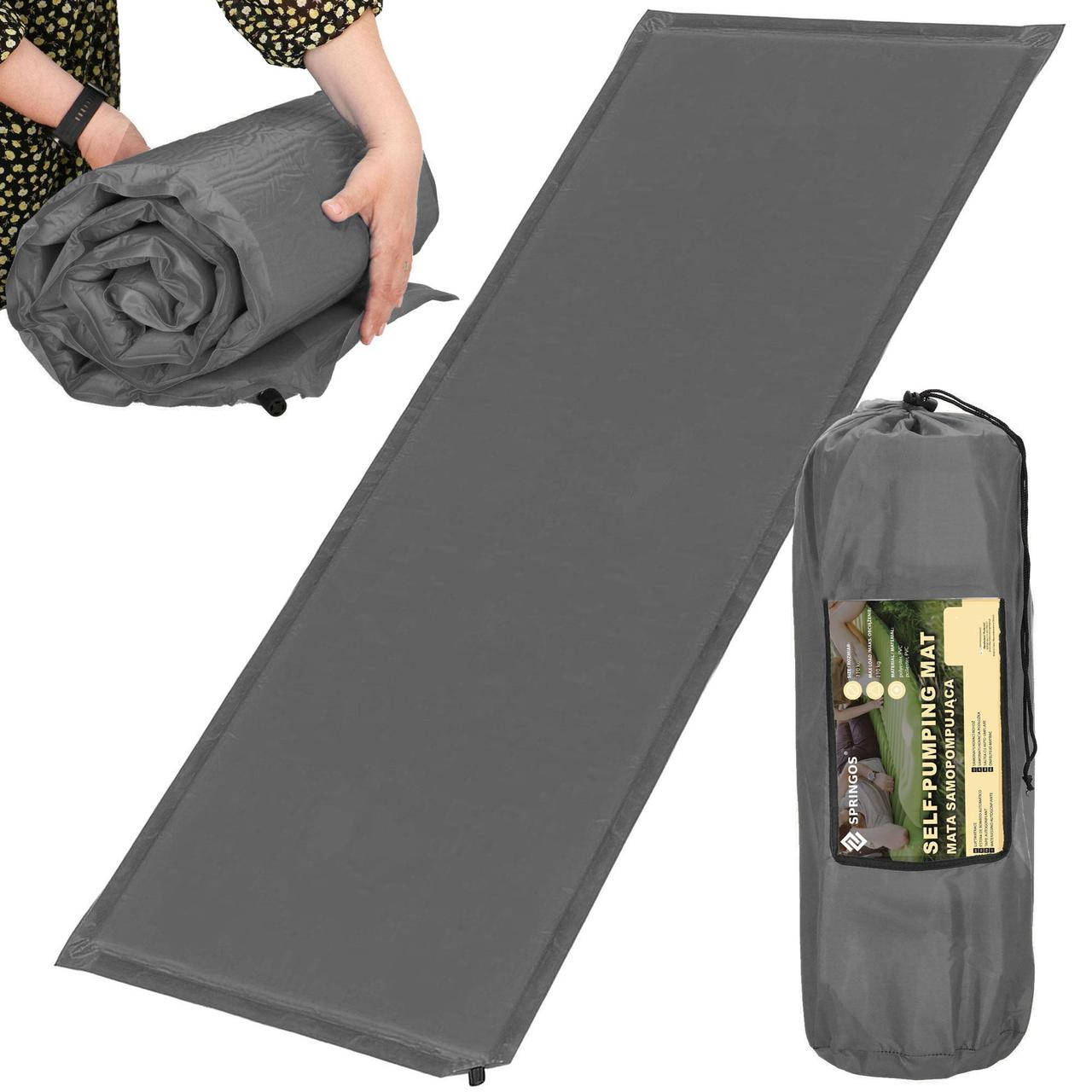 

Самонадувной коврик каремат с чехлом 180 x 50 x 2,55 см Springos серый PM032